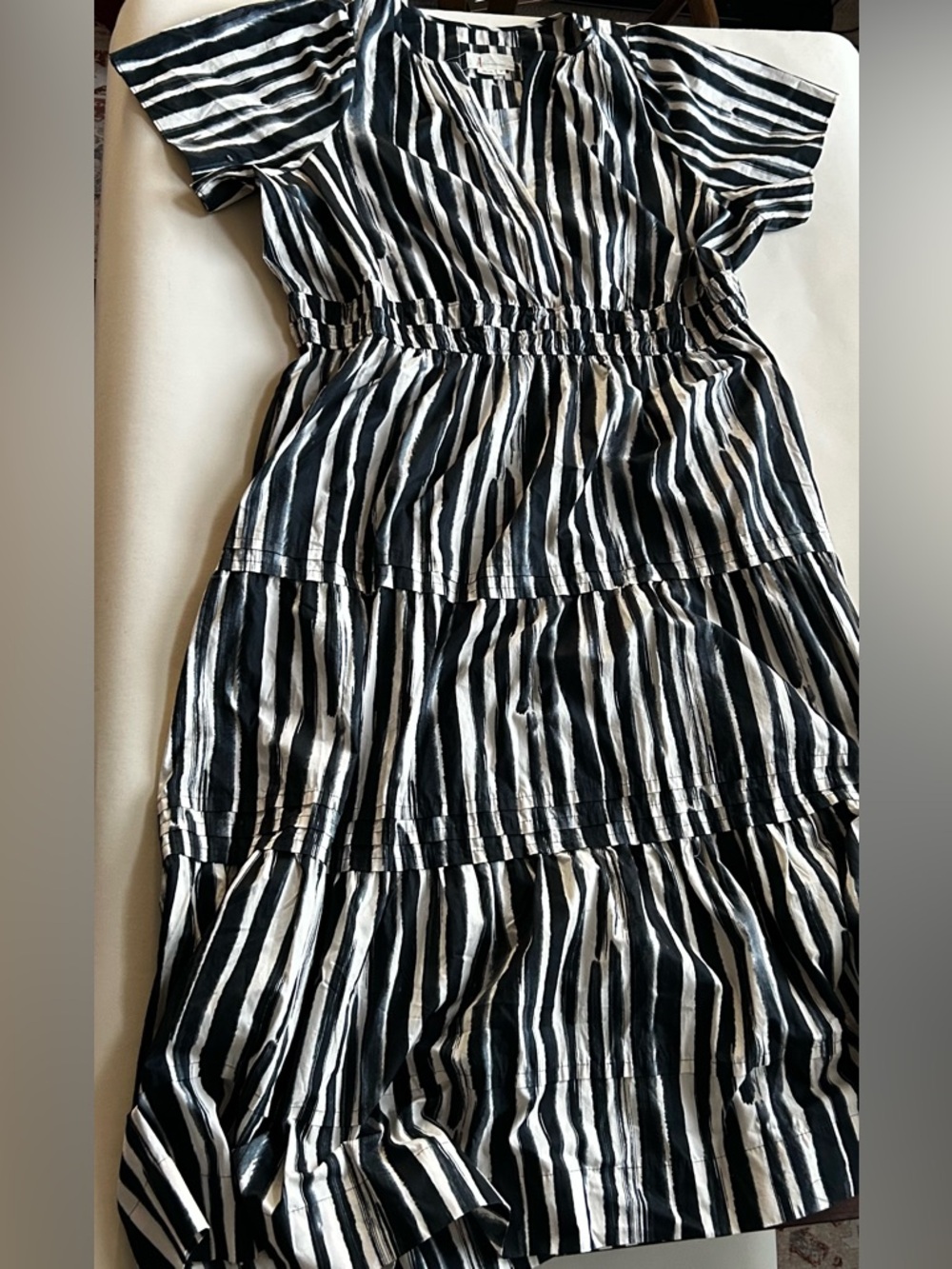 Anthropologie Black and White Striped Tiered Midi Dress size 3X - Picture 5 of 11